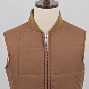 Vintage 70s Pioneer Wear Quilted Nylon Vest Men's 36 Tan Western Cowboy